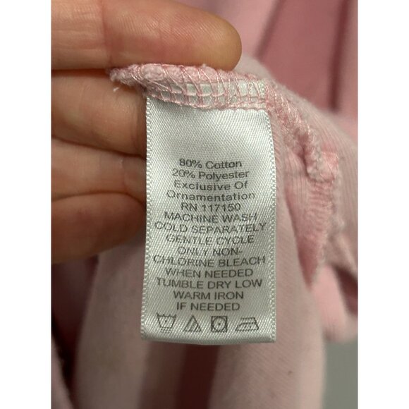 Quacker Factory French Terry Lounge Dress Pink Sz XL Mother Of Pearl Buttons - Picture 6 of 10